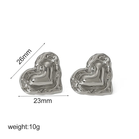 Wholesale Jewelry Vintage Style French Style Heart Shape 304 Stainless Steel 18K Gold Plated Polishing Plating Rings Earrings