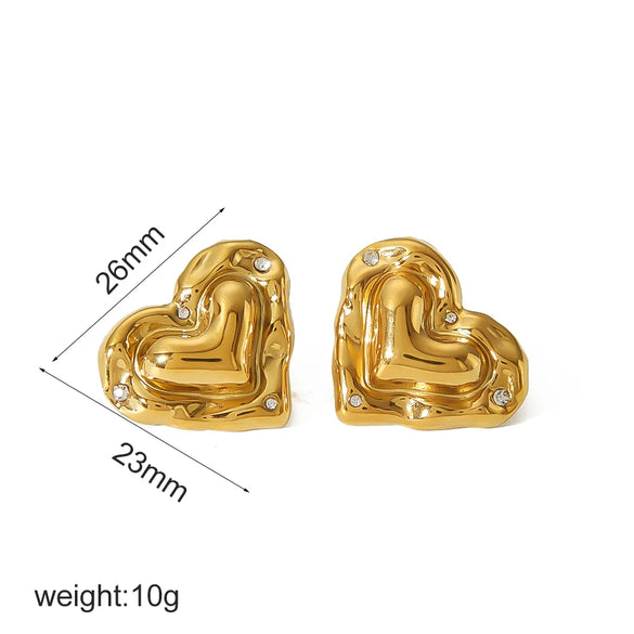 Wholesale Jewelry Vintage Style French Style Heart Shape 304 Stainless Steel 18K Gold Plated Polishing Plating Rings Earrings