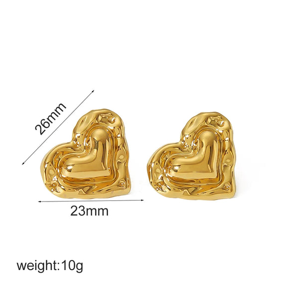Wholesale Jewelry Vintage Style French Style Heart Shape 304 Stainless Steel 18K Gold Plated Polishing Plating Rings Earrings