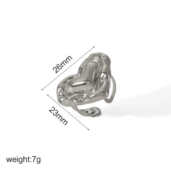 Wholesale Jewelry Vintage Style French Style Heart Shape 304 Stainless Steel 18K Gold Plated Polishing Plating Rings Earrings