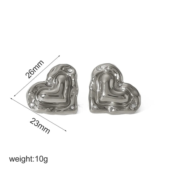 Wholesale Jewelry Vintage Style French Style Heart Shape 304 Stainless Steel 18K Gold Plated Polishing Plating Rings Earrings