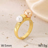 Wholesale Jewelry Vintage Style Geometric 304 Stainless Steel Shell 18K Gold Plated Inlay Rings