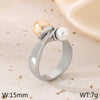 Wholesale Jewelry Vintage Style Geometric 304 Stainless Steel Shell 18K Gold Plated Inlay Rings
