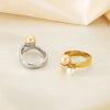Wholesale Jewelry Vintage Style Geometric 304 Stainless Steel Shell 18K Gold Plated Inlay Rings