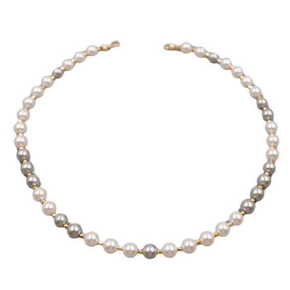 Wholesale Jewelry Vintage Style Geometric Imitation Pearl Ball Chain Necklace Handmade