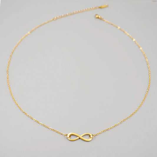 Wholesale Jewelry Vintage Style Handmade Simple Style Infinity 304 Stainless Steel Gold Plated Hollow Out Necklace