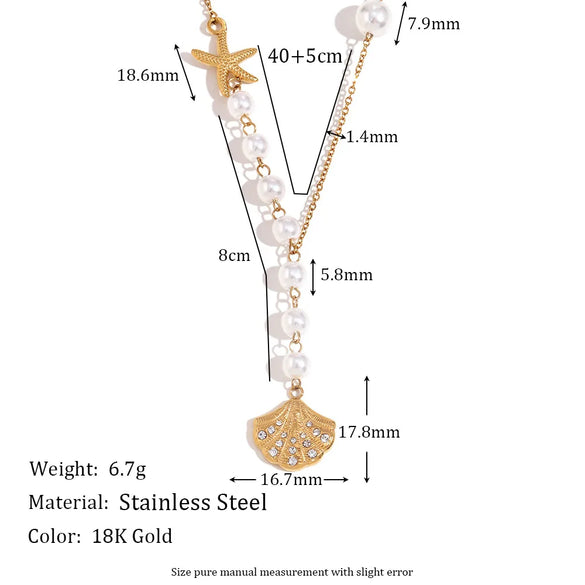 Wholesale Jewelry Vintage Style Hawaiian Beach Scallop 304 Stainless Steel Plating Pendant Necklace
