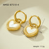 Wholesale Jewelry Vintage Style Heart Motherofpearl Stainless Steel Electroplated Necklace And Earrings