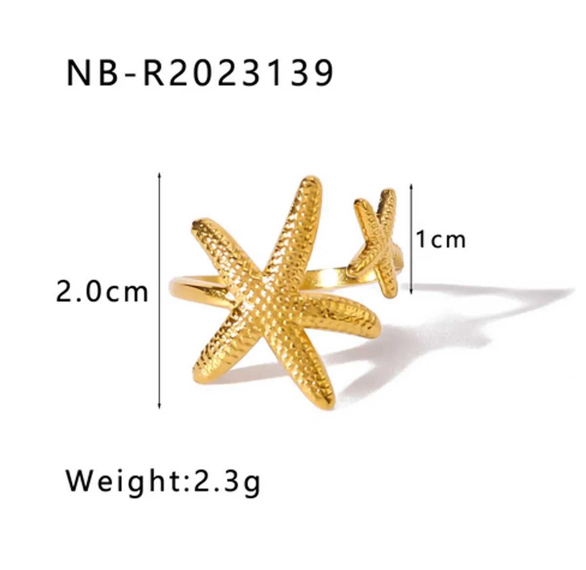 Wholesale Jewelry Vintage Style Modern Style Simple Style Starfish Shell 304 Stainless Steel 18K Gold Plated Plating Open Rings