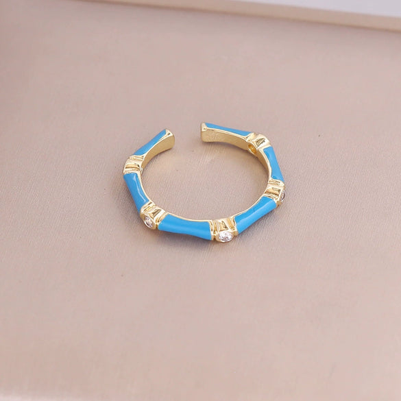 Wholesale Jewelry Vintage Style Oil Drop Copper Geometric Ring For Women