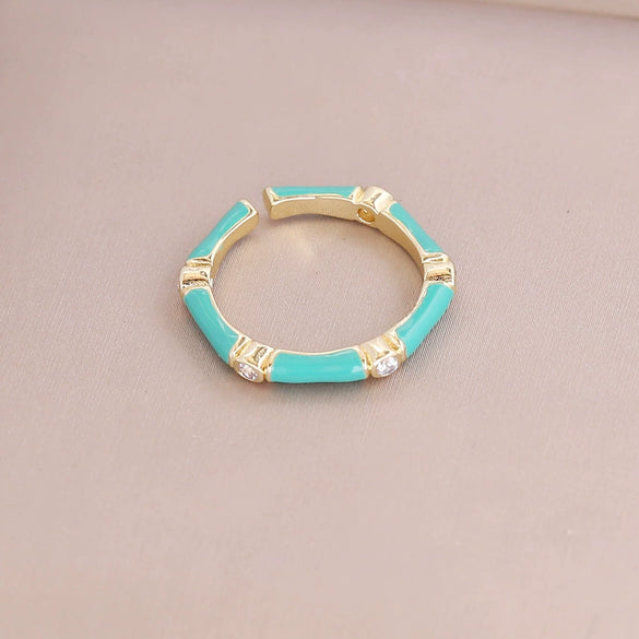Wholesale Jewelry Vintage Style Oil Drop Copper Geometric Ring For Women