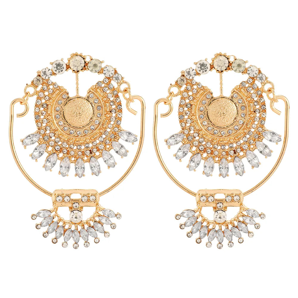 Wholesale Jewelry Vintage Style Round Zinc Alloy Rhinestones Inlay Dangling Earrings