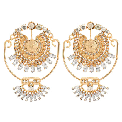 Wholesale Jewelry Vintage Style Round Zinc Alloy Rhinestones Inlay Dangling Earrings