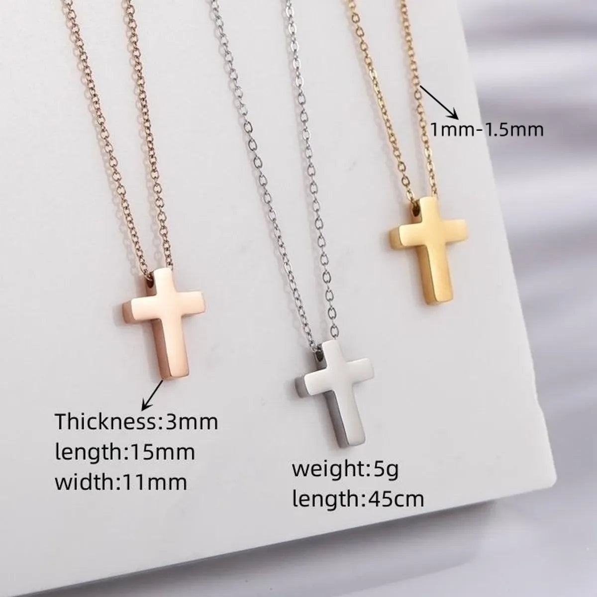 Wholesale Jewelry Vintage Style Simple Style Classic Style Cross 304 Stainless Steel Gold Plated Pendant Necklace