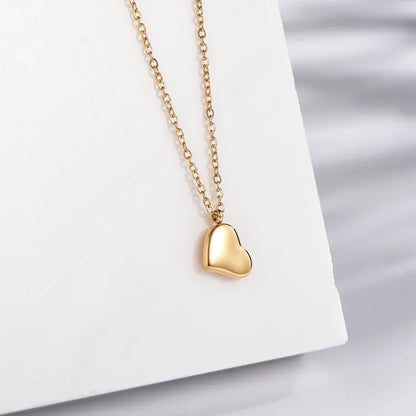 Wholesale Jewelry Vintage Style Simple Style Classic Style Heart Shape 304 Stainless Steel Gold Plated Pendant Necklace