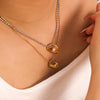 Wholesale Jewelry Vintage Style Simple Style Classic Style Irregular Heart Shape 304 Stainless Steel Pearl 18K Gold Plated Hollow Out Inlay Pendant Necklace