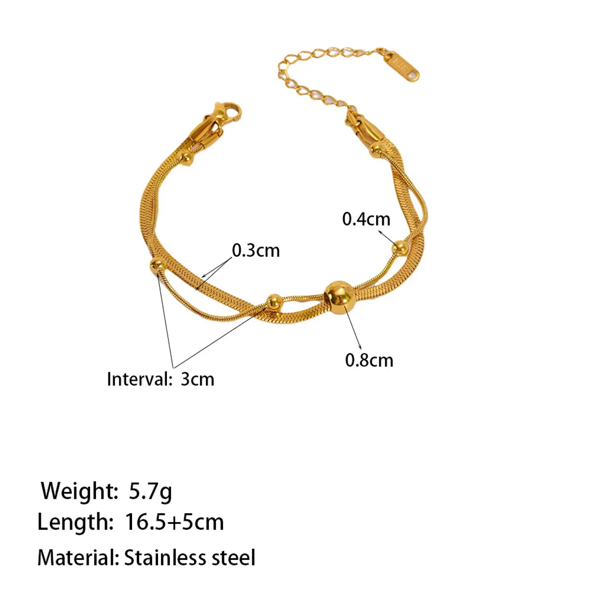 Wholesale Jewelry Vintage Style Simple Style Commute Geometric 304 Stainless Steel 18K Gold Plated Layered Polishing Plating Bracelets Anklet Necklace