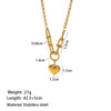 Wholesale Jewelry Vintage Style Simple Style Commute Heart Shape 304 Stainless Steel 18K Gold Plated Heart Polishing Plating Pendant Necklace