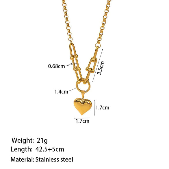 Wholesale Jewelry Vintage Style Simple Style Commute Heart Shape 304 Stainless Steel 18K Gold Plated Heart Polishing Plating Pendant Necklace