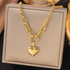 Wholesale Jewelry Vintage Style Simple Style Commute Heart Shape 304 Stainless Steel 18K Gold Plated Heart Polishing Plating Pendant Necklace