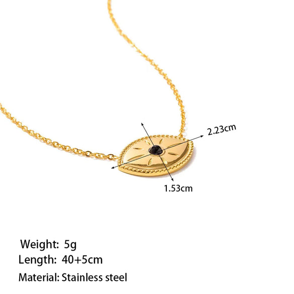 Wholesale Jewelry Vintage Style Simple Style Commute Oval Eye 304 Stainless Steel Resin 18K Gold Plated Polishing Plating Pendant Necklace