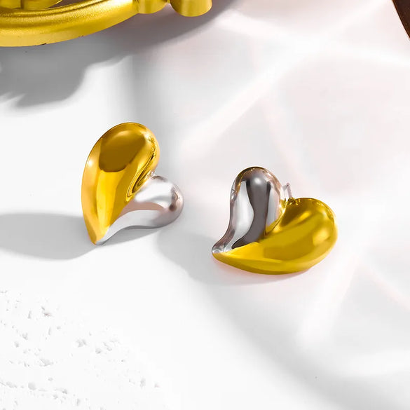 Wholesale Jewelry Vintage Style Simple Style Heart Shape 304 Stainless Steel 18K Gold Plated Jewelry Set