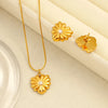 Wholesale Jewelry Vintage Style Simple Style Heart Shape 304 Stainless Steel Glass 18K Gold Plated Inlay Earrings Necklace