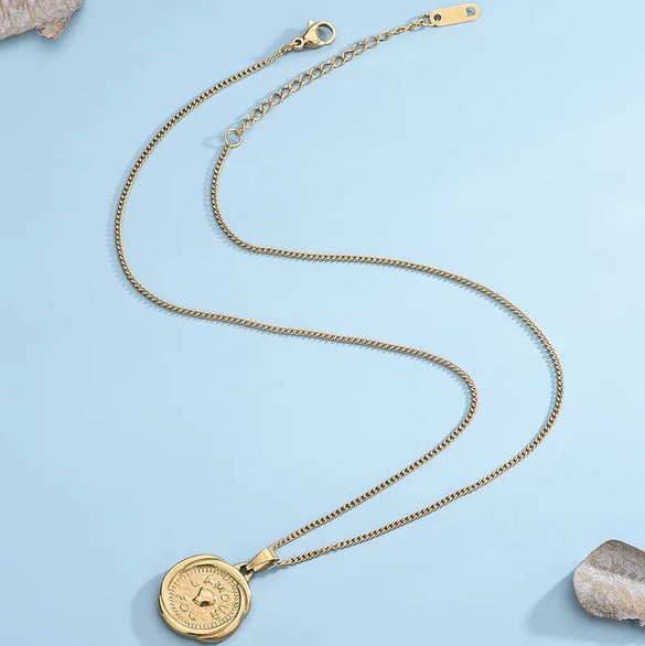 Wholesale Jewelry Vintage Style Simple Style Roman Style Heart Shape Flower 304 Stainless Steel Acrylic White Shell Inlay Pendant Necklace