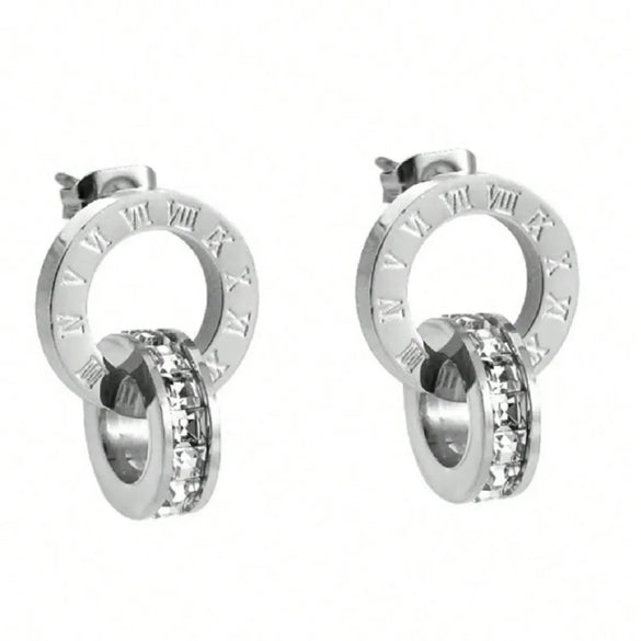 Wholesale Jewelry Vintage Style Simple Style Roman Style Roman Numeral 304 Stainless Steel Artificial Rhinestones 18K Gold Plated Jewelry Set