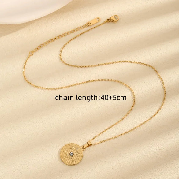 Wholesale Jewelry Vintage Style Simple Style Round 304 Stainless Steel Pendant Necklace