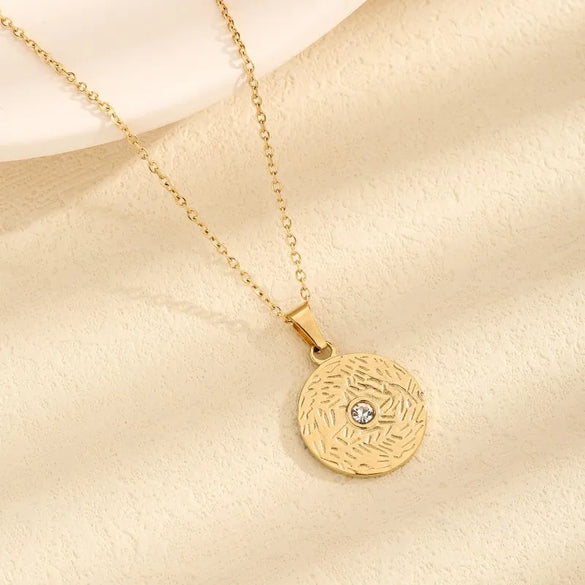 Wholesale Jewelry Vintage Style Simple Style Round 304 Stainless Steel Pendant Necklace