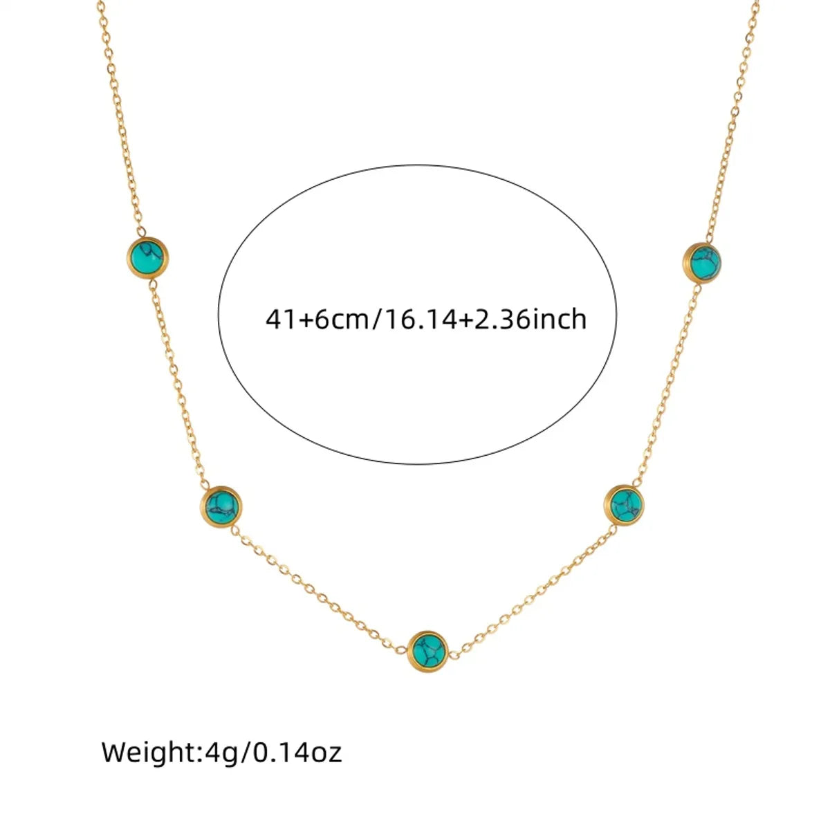 Wholesale Jewelry Vintage Style Simple Style Round 304 Stainless Steel Turquoise 18K Gold Plated Inlay Jewelry Set