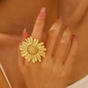 Wholesale Jewelry Vintage Style Simple Style Round Starfish Flower 304 Stainless Steel Open Rings