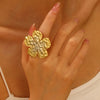 Wholesale Jewelry Vintage Style Simple Style Round Starfish Flower 304 Stainless Steel Open Rings