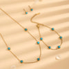Wholesale Jewelry Vintage Style Simple Style Stone 304 Stainless Steel Turquoise 18K Gold Plated Inlay Jewelry Set