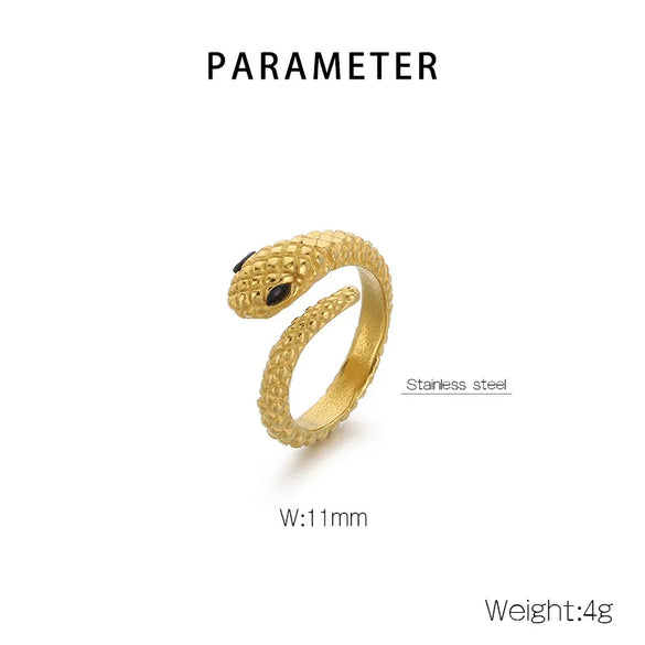 Wholesale Jewelry Vintage Style Snake 304 Stainless Steel Zircon 18K Gold Plated Inlay Jewelry Set