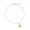 Wholesale Jewelry Vintage Style Sunflower Stainless Steel 18K Gold Plated Pendant Necklace And Earrings