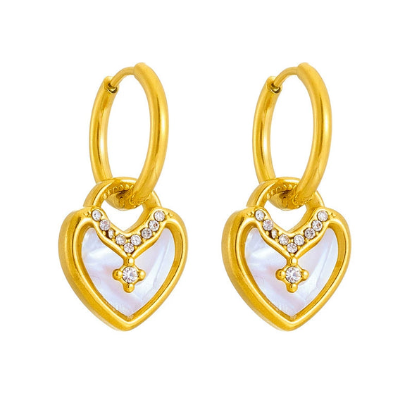 Wholesale Jewelry Vintage Style Titanium Steel Heartshaped Love Pattern Electroplated Earrings And Necklace
