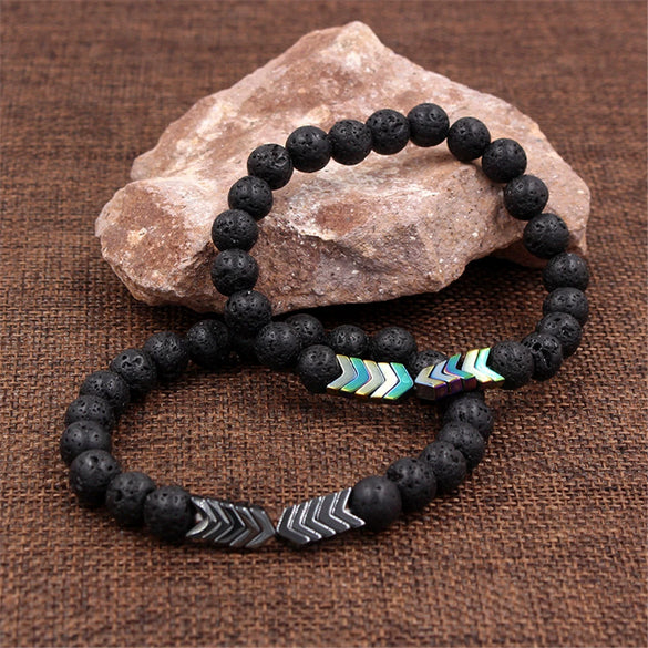 Wholesale Jewelry Volcanic Stone Geometric Manual Bracelet