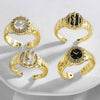 Wholesale Jewelry Watch Clock Style Open Ring Inlaid With Zircon Copper Gold Plated