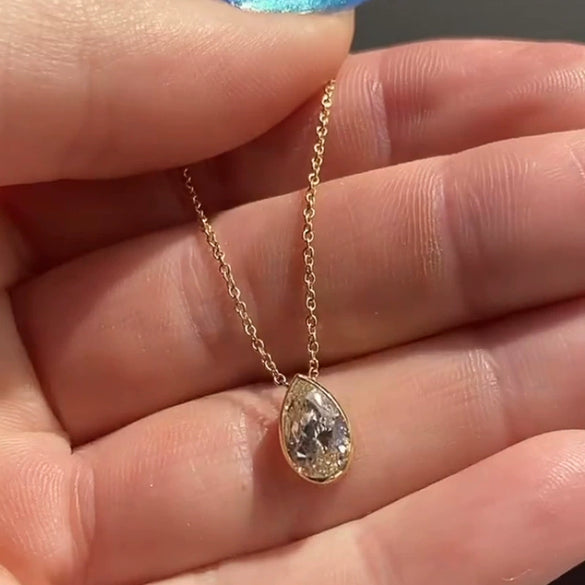 Wholesale Jewelry Water Drop Pear Shaped Zircon Copper Mixed Gem Inlay Ochain Pendant Necklace For Women