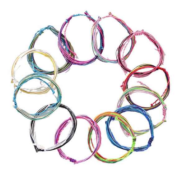 Wholesale Jewelry Waterproof Wax Thread Hand Woven Bohemian Geometric Friendship Bracelet Set For Women
