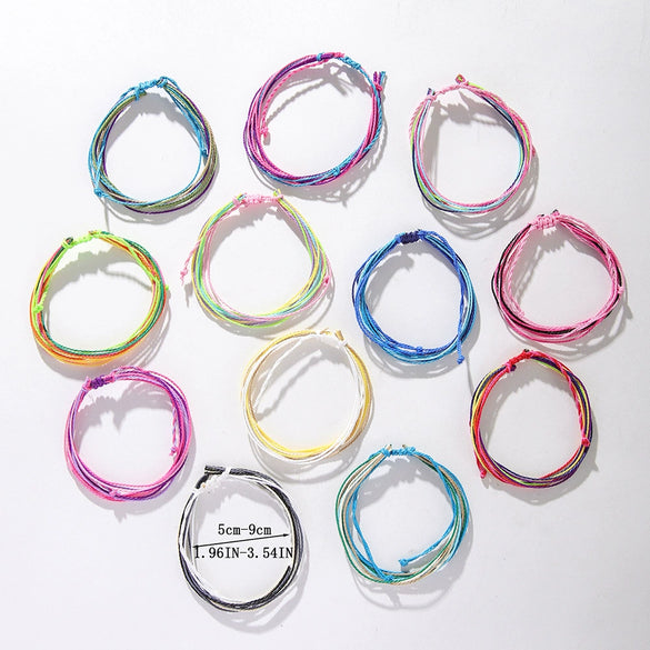 Wholesale Jewelry Waterproof Wax Thread Hand Woven Bohemian Geometric Friendship Bracelet Set For Women