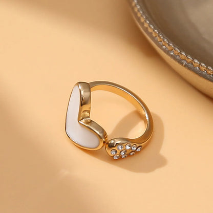 Cross-Border New Arrival Diamond Painting Oil Ring European And American Fashion Love Heart Ring Rings Little Finger Ring Female Open Ring