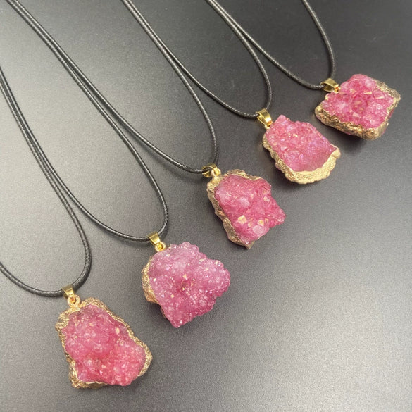 Wholesale Jewelry With Irregular Crystal Bud And Natural Stone Pendant Geometric Pattern