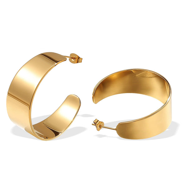 Wholesale Jewelry Women 316L Stainless Steel Electroplated 18K Gold Ushaped Earrings With Joker Exaggerated Design And Highend Sense