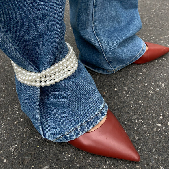 Wholesale Jewelry Women's Anklet Multi Layer Imitation Pearl Beaded Geometric Style