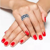 Wholesale Jewelry Women's Blue And White Zircon Copper Ring Geometric Style