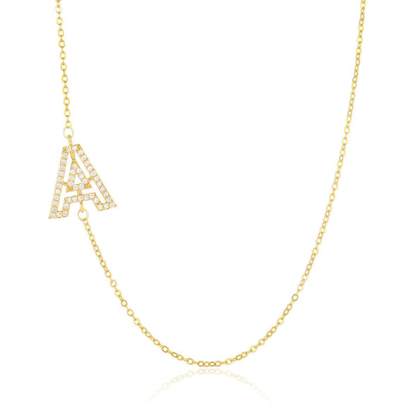 Wholesale Jewelry Women's Clavicle Chain Copper Goldplated Zircon Letter Style