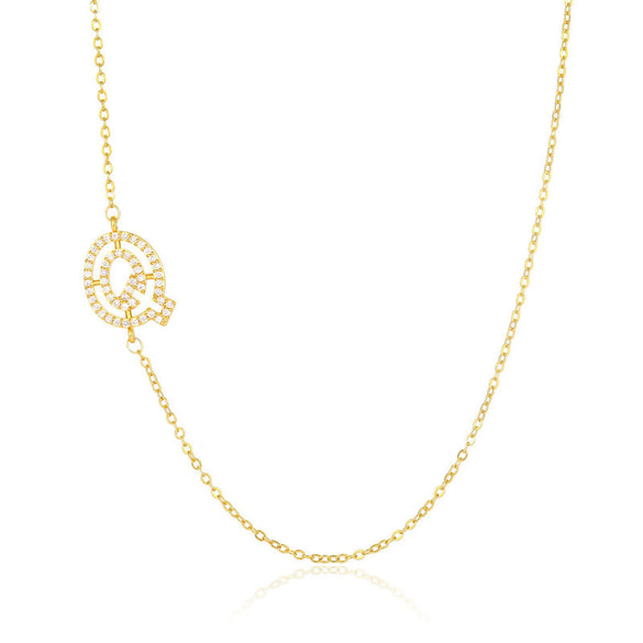 Wholesale Jewelry Women's Clavicle Chain Copper Goldplated Zircon Letter Style